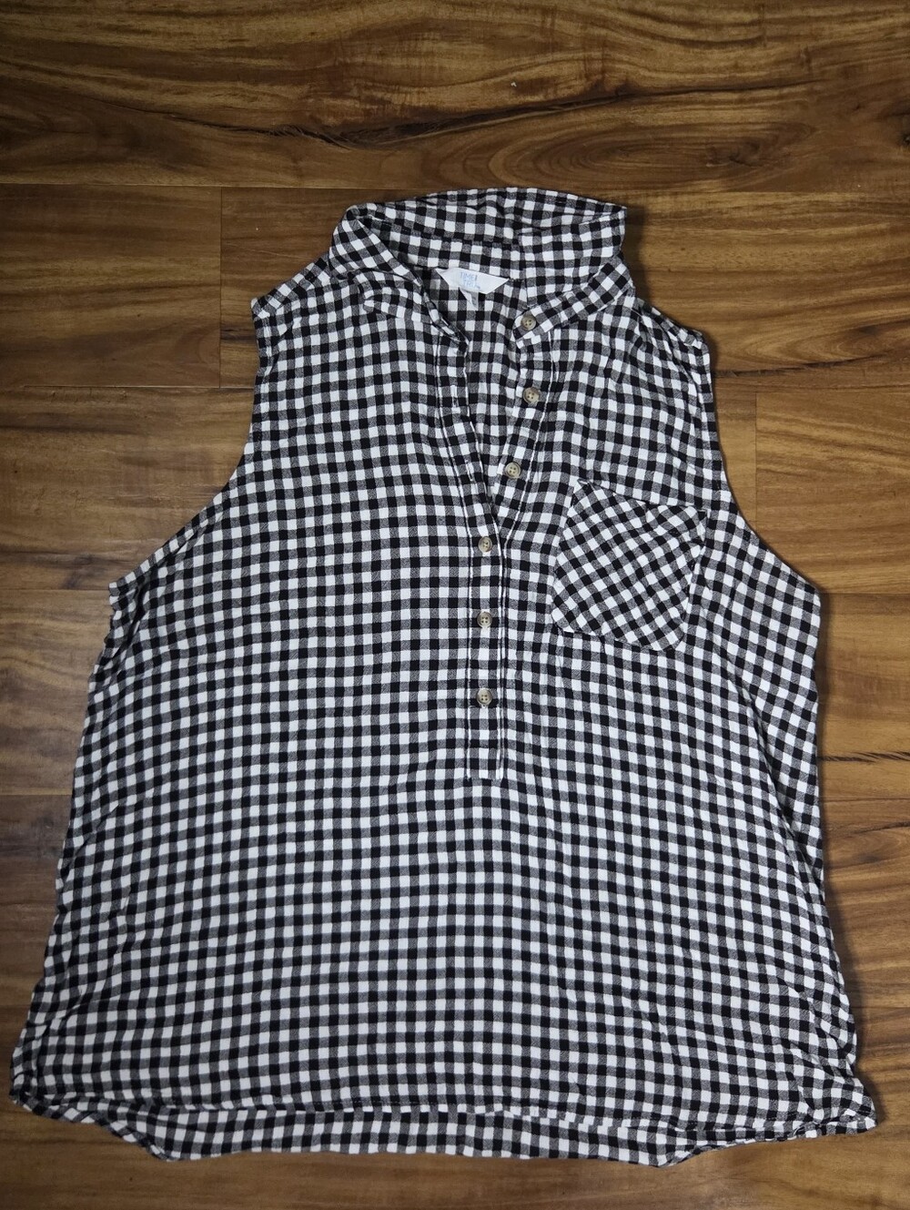 Time and Tru Black & White Gingham Sleeveless Top – XL (16–18)